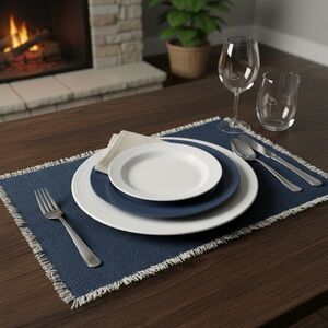 Artisanal.Placemats set of 4 farmhouse Rustic fringe placemat .